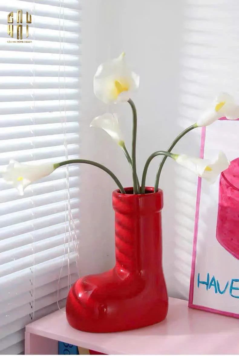 Bình Hoa Rouge Glossy Bubblr Boot Vase-BÌNH HOA-CẬU HAI HOME DECOR