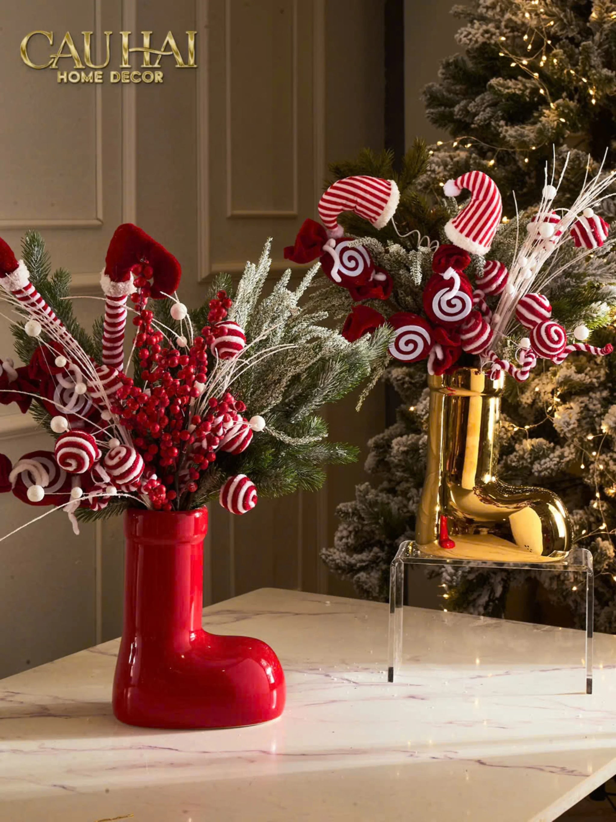 Bình Hoa Rouge Glossy Bubblr Boot Vase-CẬU HAI HOME DECOR