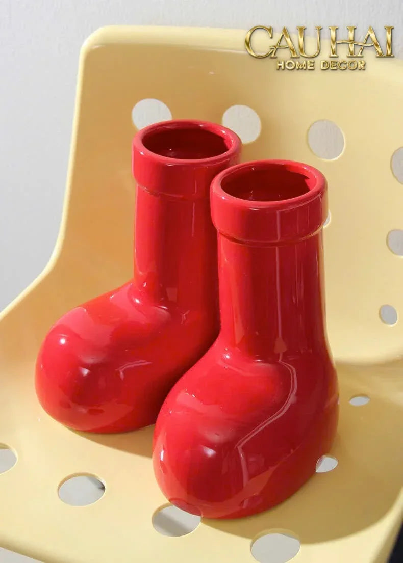 Bình Hoa Rouge Glossy Bubblr Boot Vase-CẬU HAI HOME DECOR