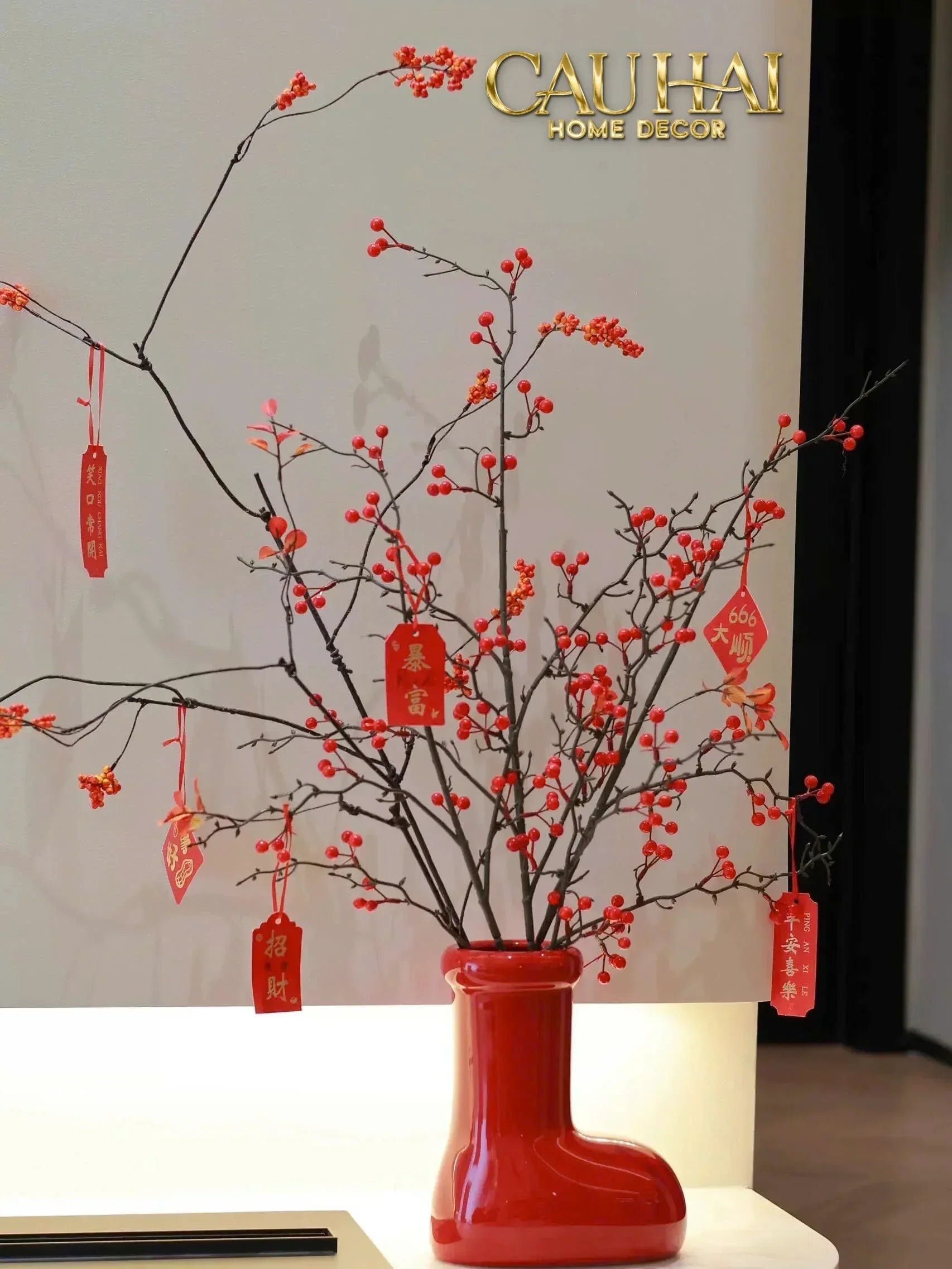 Bình Hoa Rouge Glossy Bubblr Boot Vase-CẬU HAI HOME DECOR