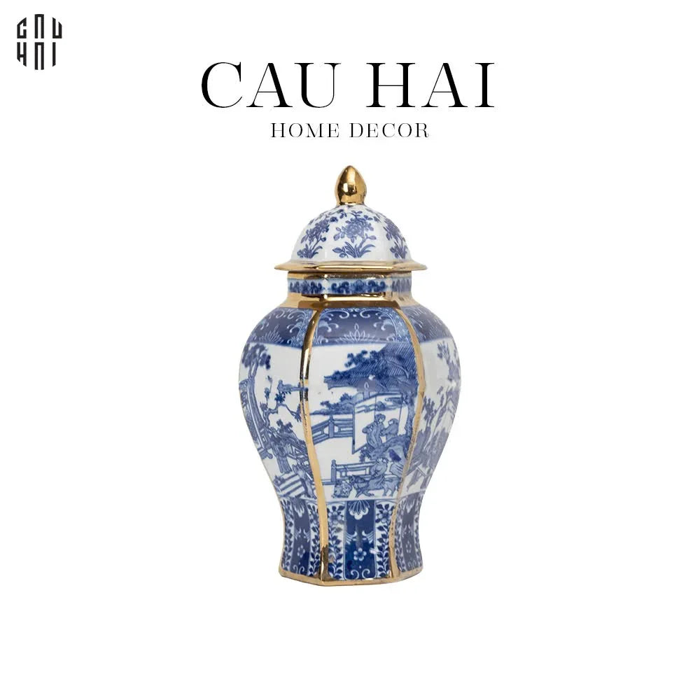 Bình Hoa Sứ Tráng Men Lam Thanh Anh 24x39-BÌNH HOA-CẬU HAI HOME DECOR