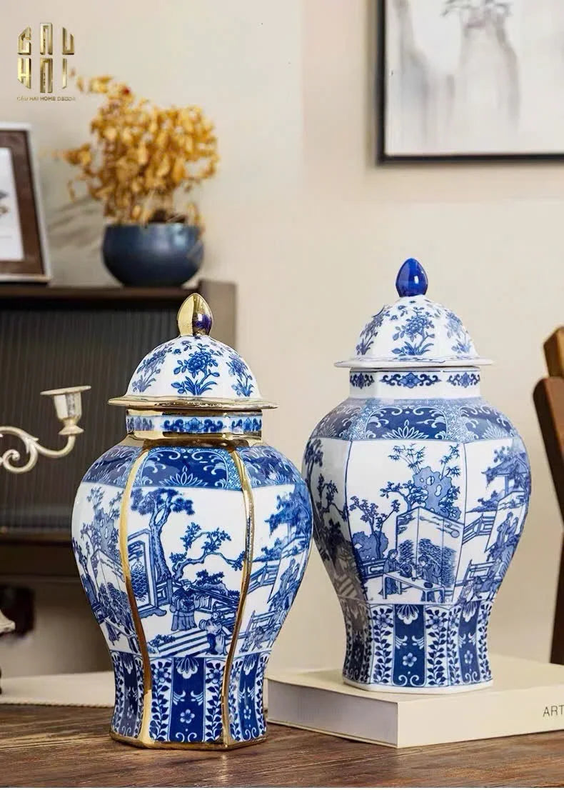 Bình Hoa Sứ Tráng Men Lam Thanh Anh 24x39-BÌNH HOA-Đối tác tại Trung Quốc theo từng đơn đặt hàng-CẬU HAI HOME DECOR