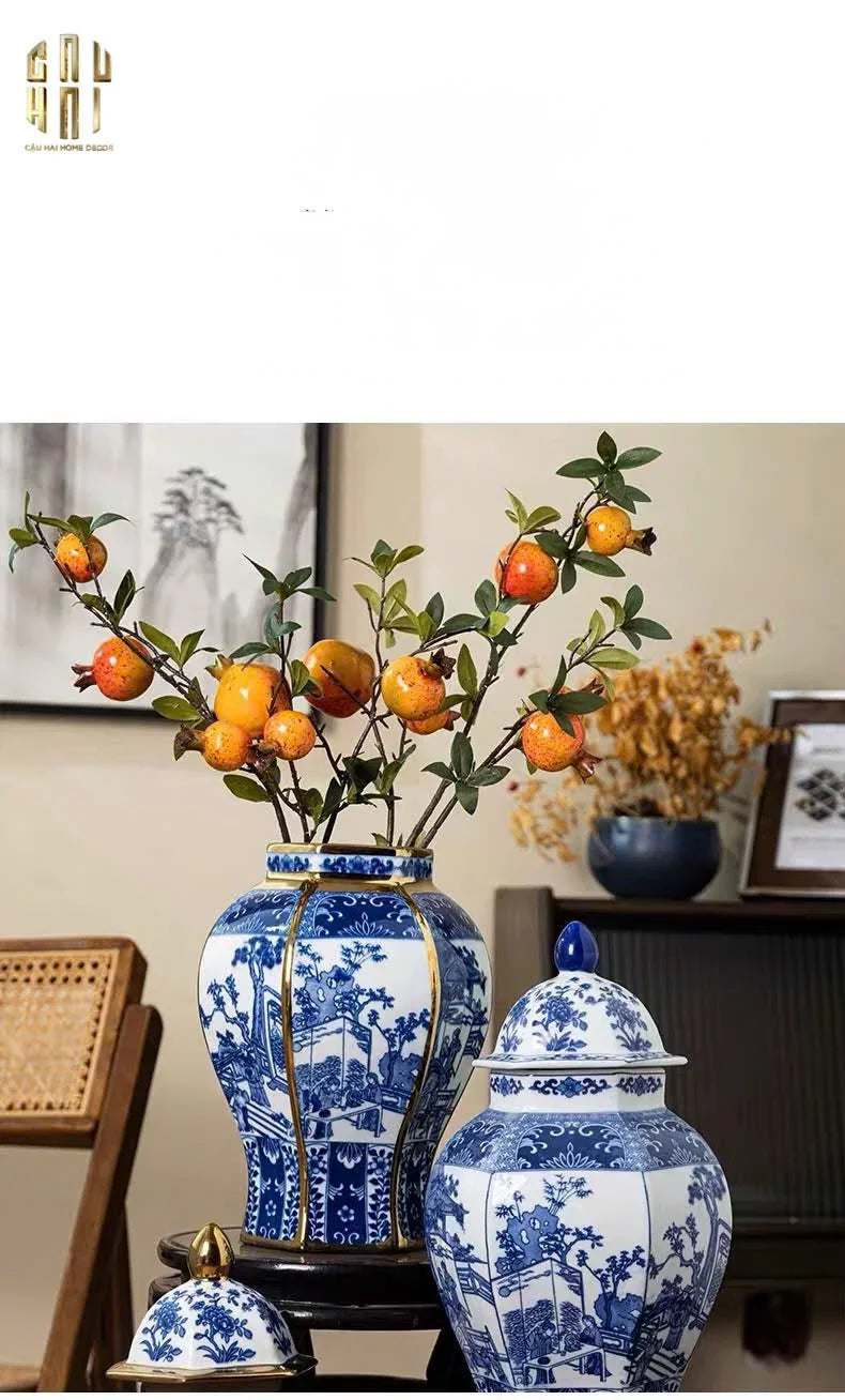 Bình Hoa Sứ Tráng Men Lam Thanh Anh 24x39-BÌNH HOA-Đối tác tại Trung Quốc theo từng đơn đặt hàng-CẬU HAI HOME DECOR