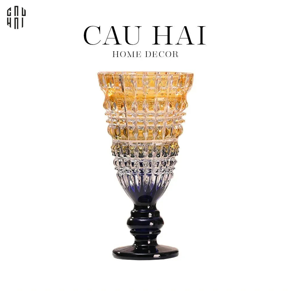 Bình Hoa Thuỷ Tinh Critalleries Lumière Amber Aquarius Goblet H30-BÌNH HOA-CẬU HAI HOME DECOR