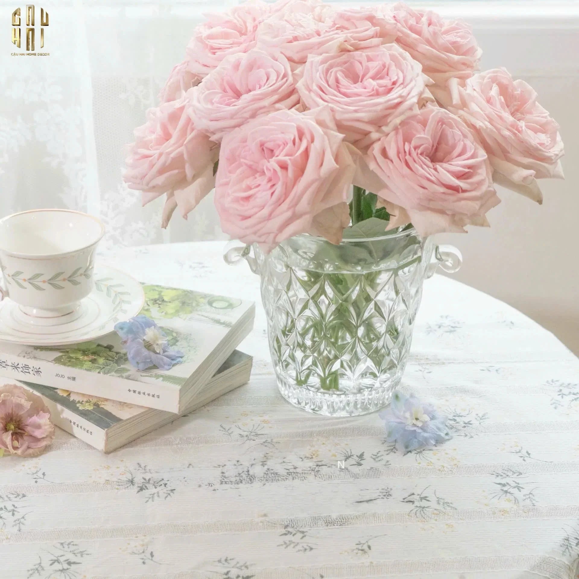 Bình Hoa Thủy Tinh Crystal Bloom Bucket-BÌNH HOA-CẬU HAI HOME DECOR