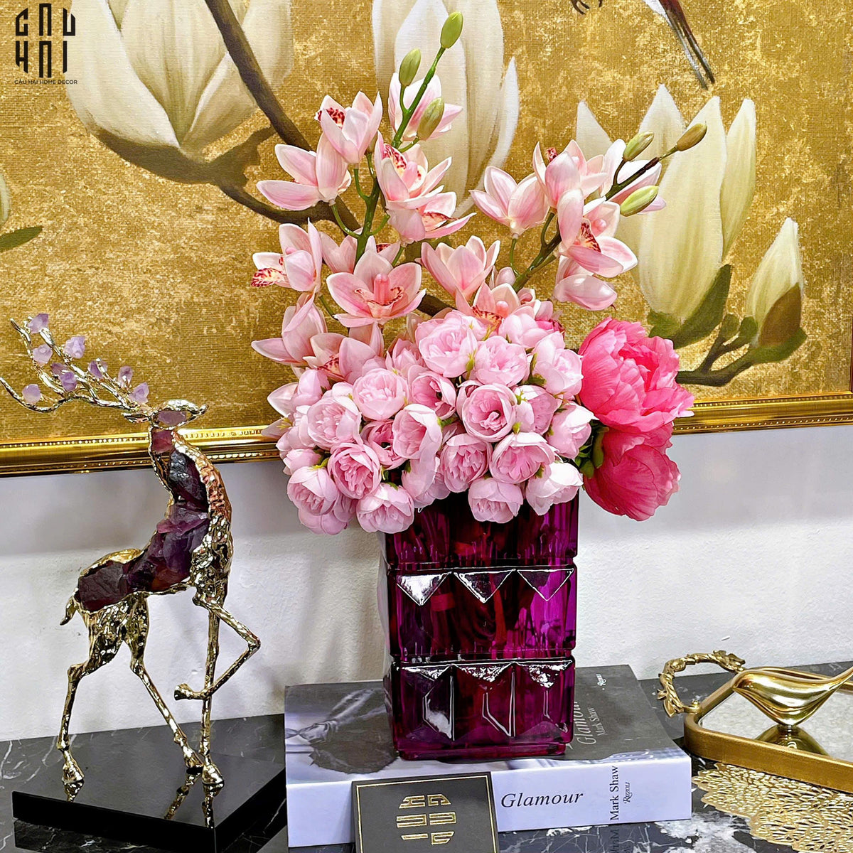 Bình Hoa Thuỷ Tinh Gerald - Purple 8x14x20-BÌNH HOA-Đối tác tại Trung Quốc theo từng đơn đặt hàng-CẬU HAI HOME DECOR
