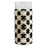 Bình Hoa Thuỷ Tinh Hình Trụ Phối Da Đan Woven Leather Cylinder Glass Vase 10x25-BÌNH HOA-CẬU HAI HOME DECOR-CẬU HAI HOME DECOR