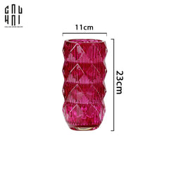 Bình Hoa Thuỷ Tinh Lilac Fuchsia Diamond Facetté H27-CẬU HAI HOME DECOR