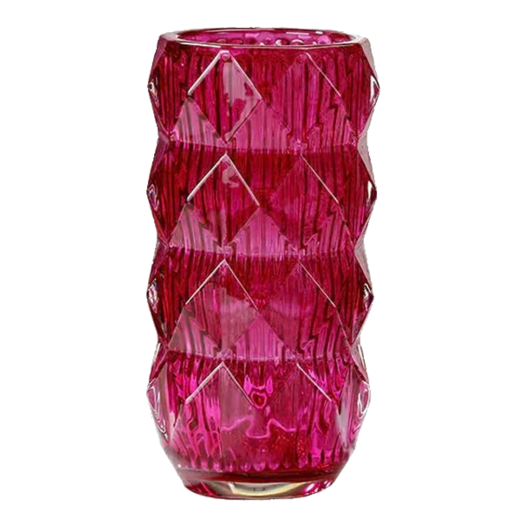 Bình Hoa Thuỷ Tinh Lilac Fuchsia Diamond Facetté H27