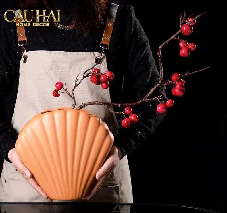 Bình Hoa Vỏ Sò Sienna Coastal Shell Vase H25-BÌNH HOA-CẬU HAI HOME DECOR