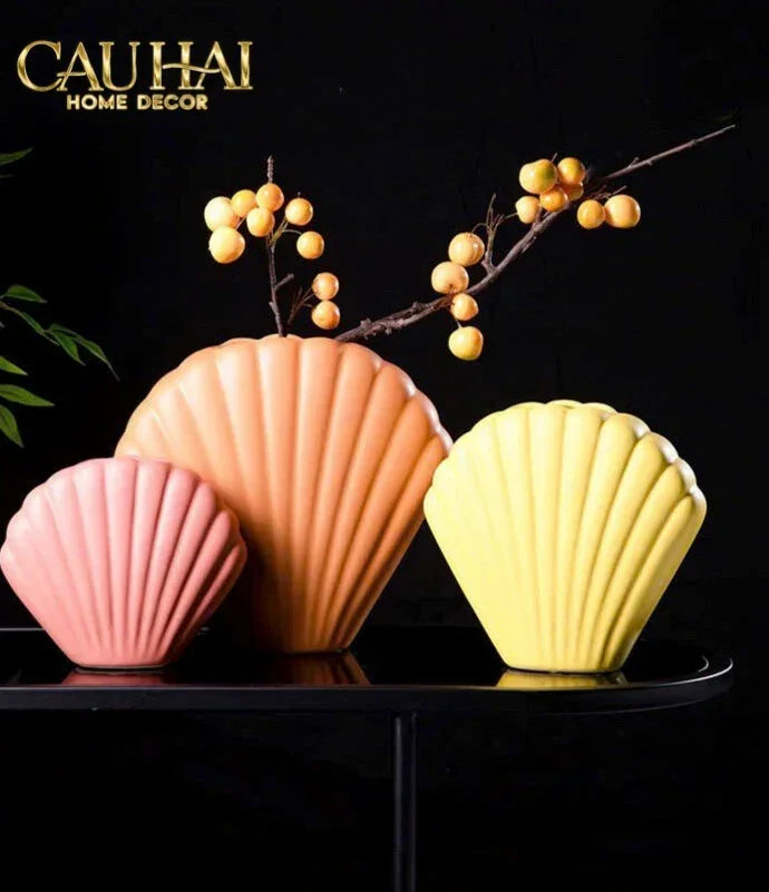 Bình Hoa Vỏ Sò Sienna Coastal Shell Vase H25-CẬU HAI HOME DECOR