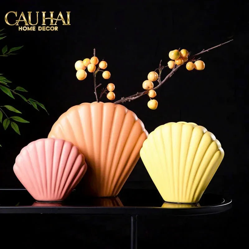 Bình Hoa Vỏ Sò Sunlit Coastal Shell Vase H20-BÌNH HOA-Đối tác tại Trung Quốc theo từng đơn đặt hàng-CẬU HAI HOME DECOR