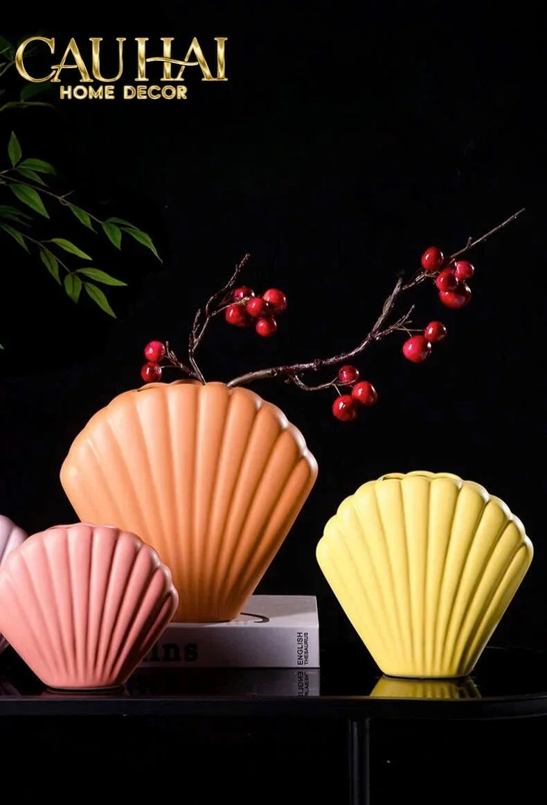 Bình Hoa Vỏ Sò Sunlit Coastal Shell Vase H20-BÌNH HOA-Đối tác tại Trung Quốc theo từng đơn đặt hàng-CẬU HAI HOME DECOR