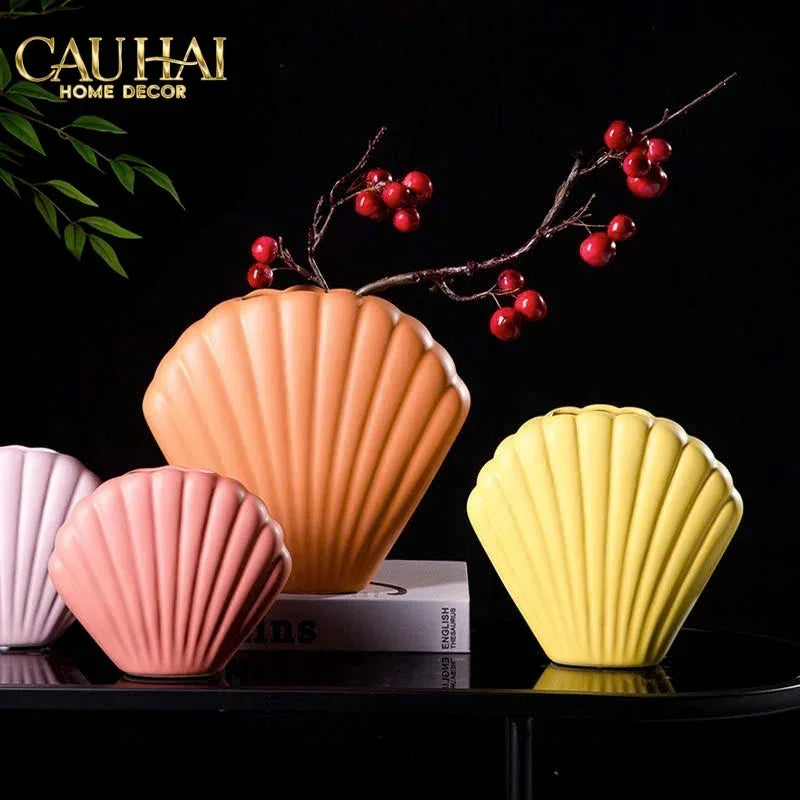Bình Hoa Vỏ Sò Sunlit Coastal Shell Vase H20-BÌNH HOA-Đối tác tại Trung Quốc theo từng đơn đặt hàng-CẬU HAI HOME DECOR