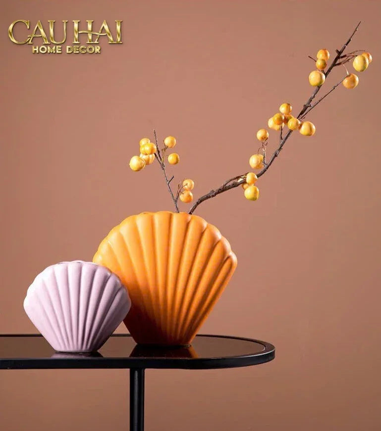 Bình Hoa Vỏ Sò Sunlit Coastal Shell Vase H20-BÌNH HOA-Đối tác tại Trung Quốc theo từng đơn đặt hàng-CẬU HAI HOME DECOR