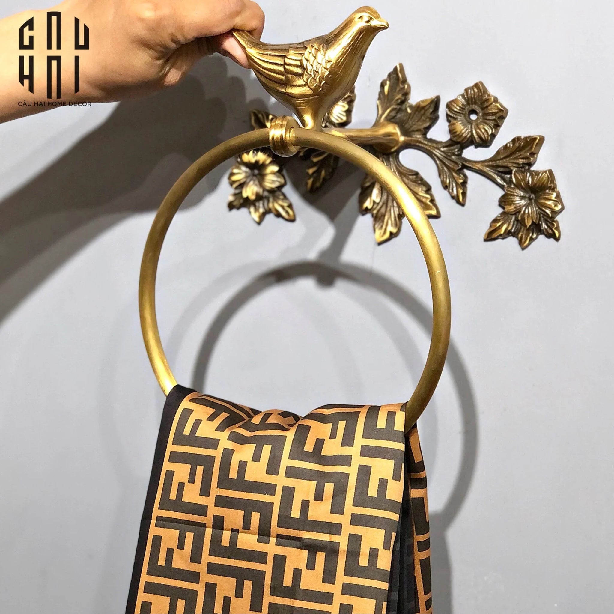 Bird Nest Brass Hanger 21x26-KỆ TRANG TRÍ-CẬU HAI HOME DECOR