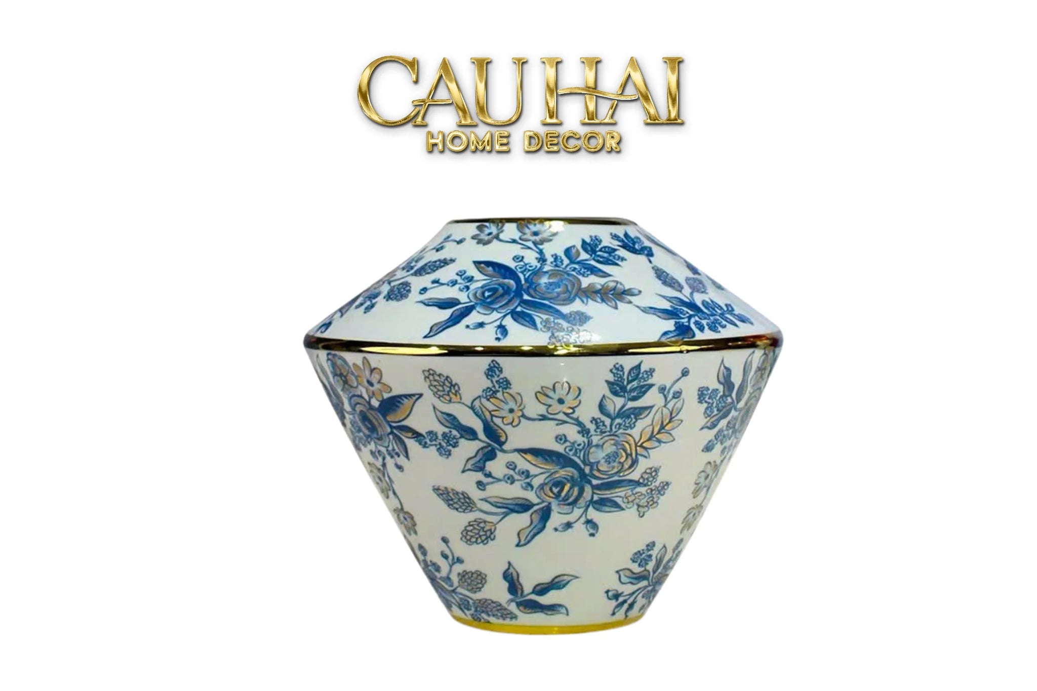 Bộ Bình Hoa Indochine Thanh Hoa Cát Lợi Tường Hoà Indigo Porcelain Vases 20x22.5 / 16.5x19-BÌNH HOA-CẬU HAI HOME DECOR