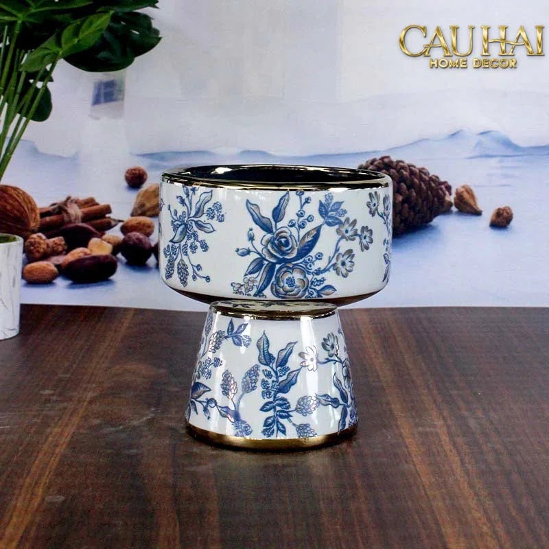 Bộ Bình Hoa Indochine Thanh Hoa Cát Lợi Tường Hoà Indigo Porcelain Vases 20x22.5 / 16.5x19-BÌNH HOA-Đối tác tại Trung Quốc theo từng đơn đặt hàng-CẬU HAI HOME DECOR