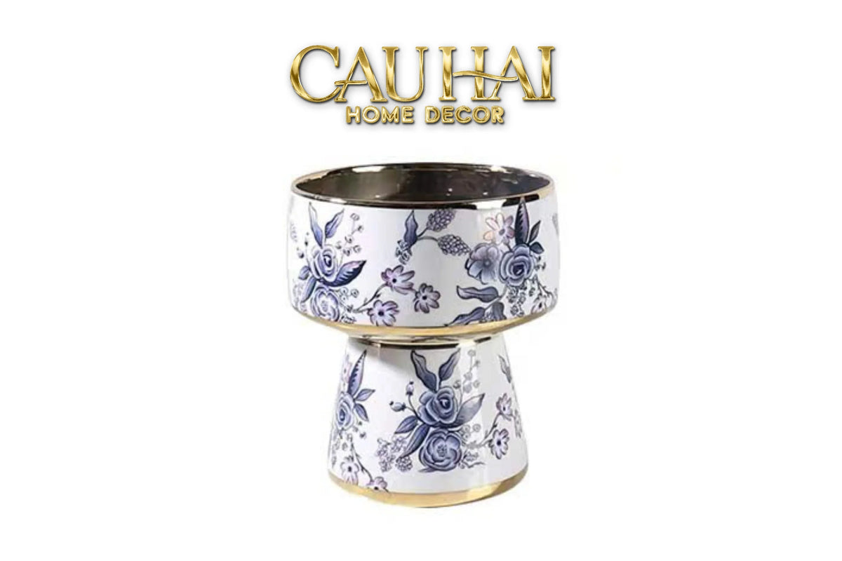 Bộ Bình Hoa Indochine Thanh Hoa Cát Lợi Tường Hoà Indigo Porcelain Vases 20x22.5 / 16.5x19-BÌNH HOA-Đối tác tại Trung Quốc theo từng đơn đặt hàng-Tường Hoà 16.5x19-CẬU HAI HOME DECOR