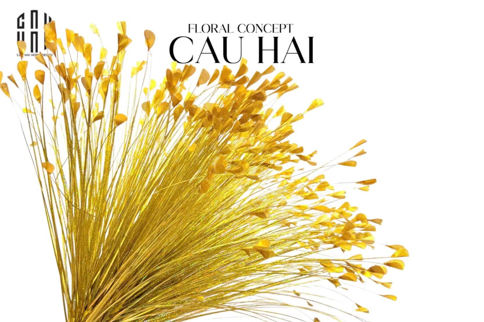 Bó Cỏ Khổng Tước - Gold-HOA LỤA-CẬU HAI HOME DECOR
