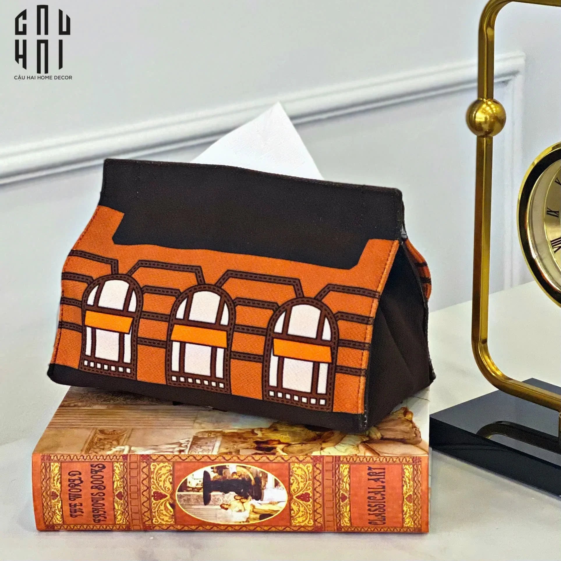 Bọc Giấy Canvas Faubourg - Brun Terra 11x20x13-HỘP KHĂN GIẤY-CẬU HAI HOME DECOR