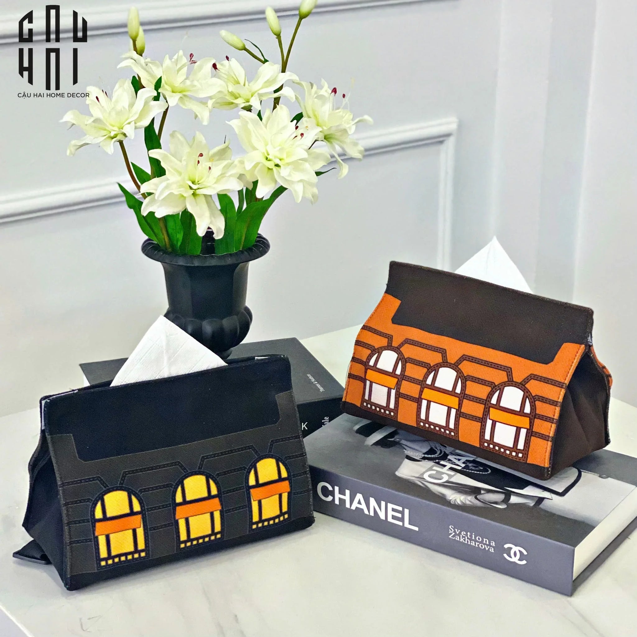 Bọc Giấy Canvas Faubourg - Brun Terra 11x20x13-HỘP KHĂN GIẤY-CẬU HAI HOME DECOR