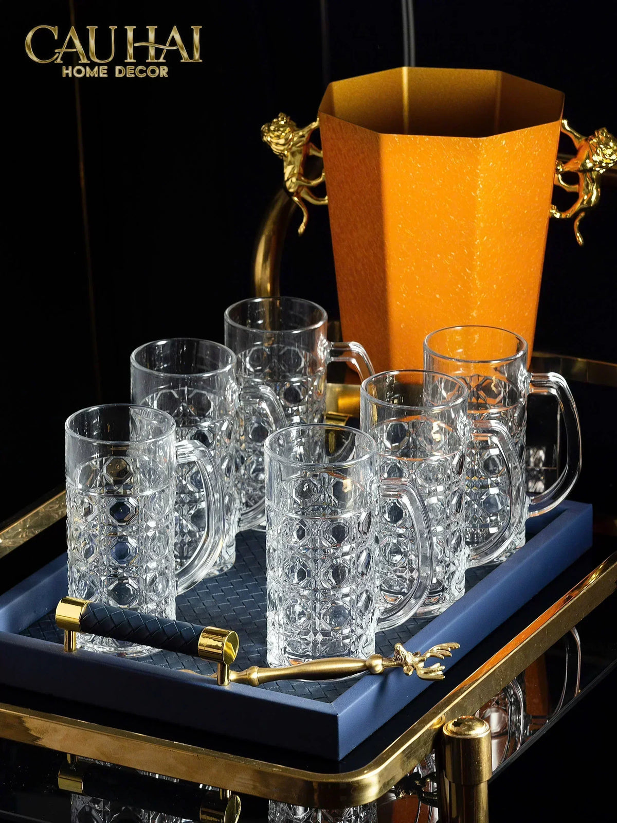 Set 6 Ly Bia Thuỷ Tinh Facetté - Cannage Craft Mug 500Ml-LY THỦY TINH-CẬU HAI HOME DECOR