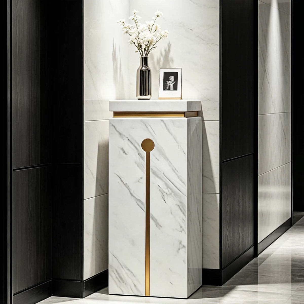 Bục Trang Trí Marble Chữ Nhật Axis D’Or Ivory H100-CẬU HAI HOME DECOR-CẬU HAI HOME DECOR