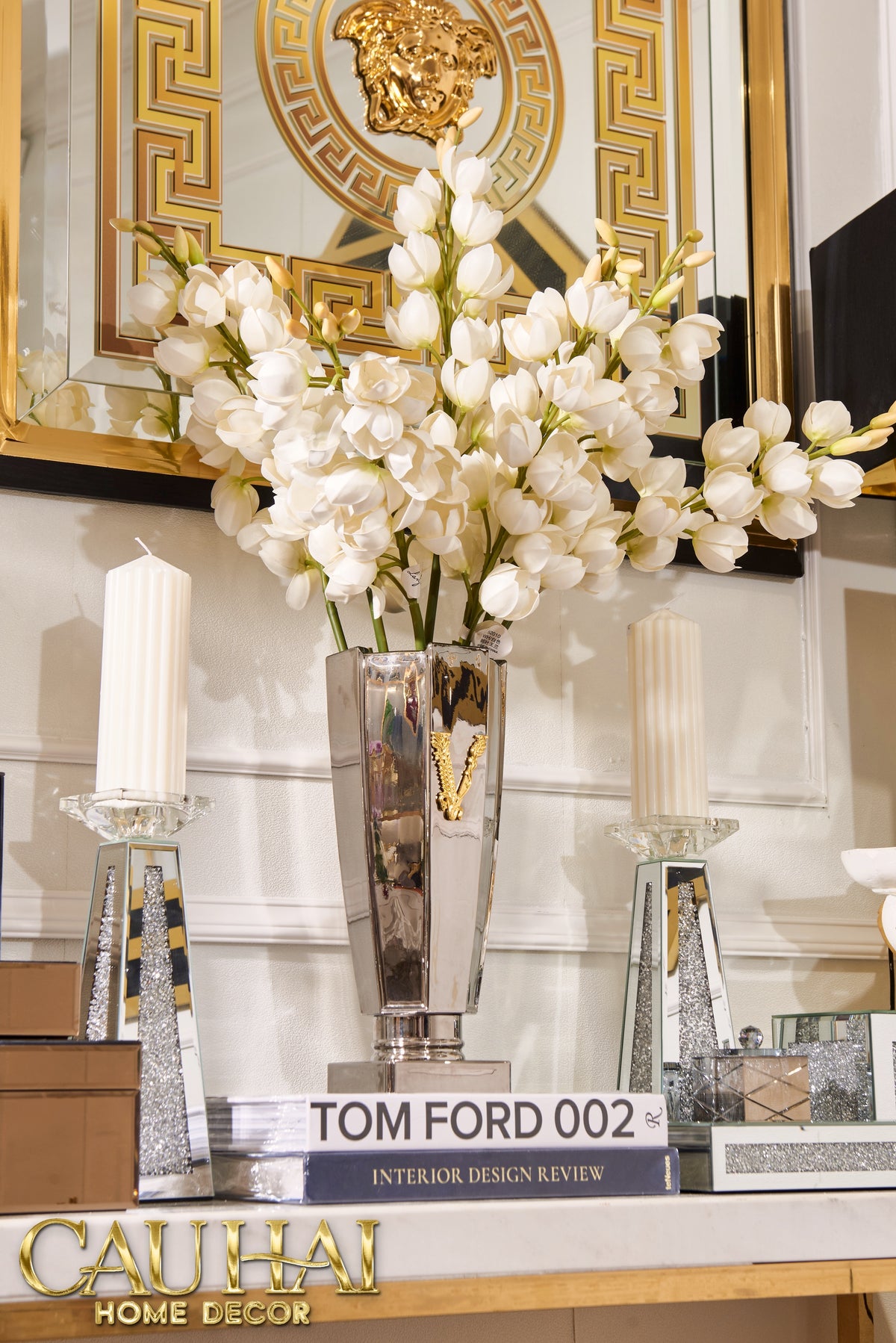 Set 2 Đế Nến Starlight Mirrored Crystal Pillar-Đế Nến-CẬU HAI HOME DECOR
