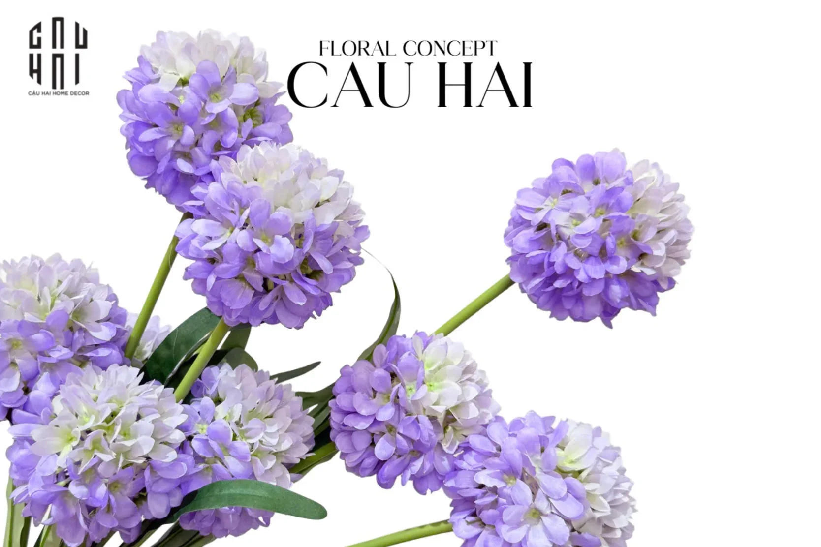 Cành 2 Hoa Hành Allium - Violet-Hoa Lụa-CẬU HAI HOME DECOR