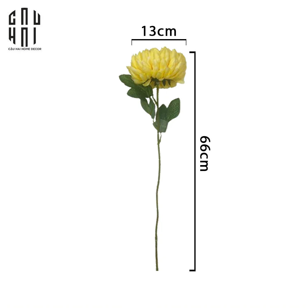 Cành Cúc Mẫu Đơn Vàng-Hoa Lụa-CẬU HAI HOME DECOR