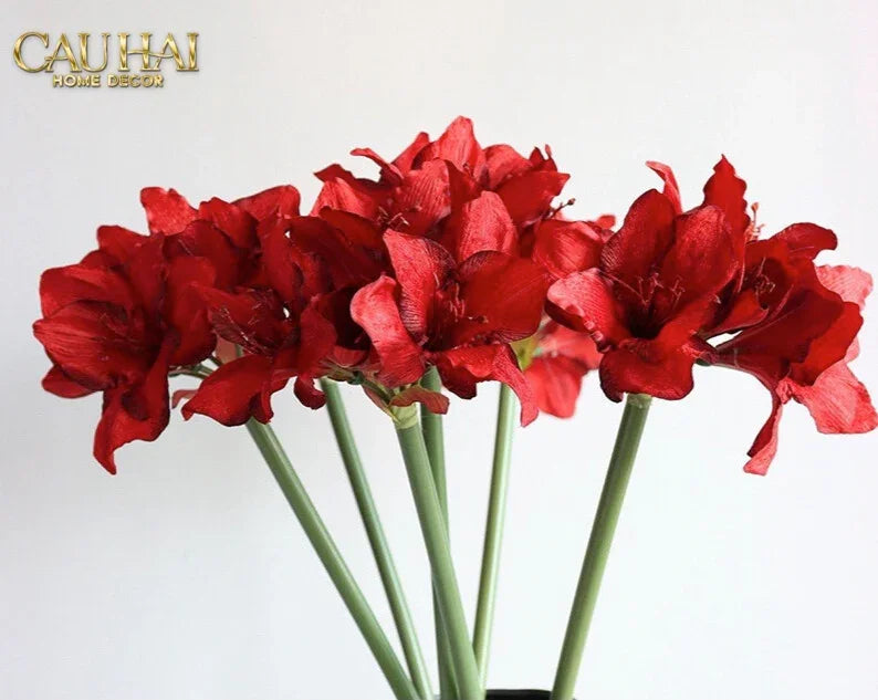 Cành Hoa Huệ Tứ Phương - Scarlet Rouge Matte-Hoa Lụa-CẬU HAI HOME DECOR