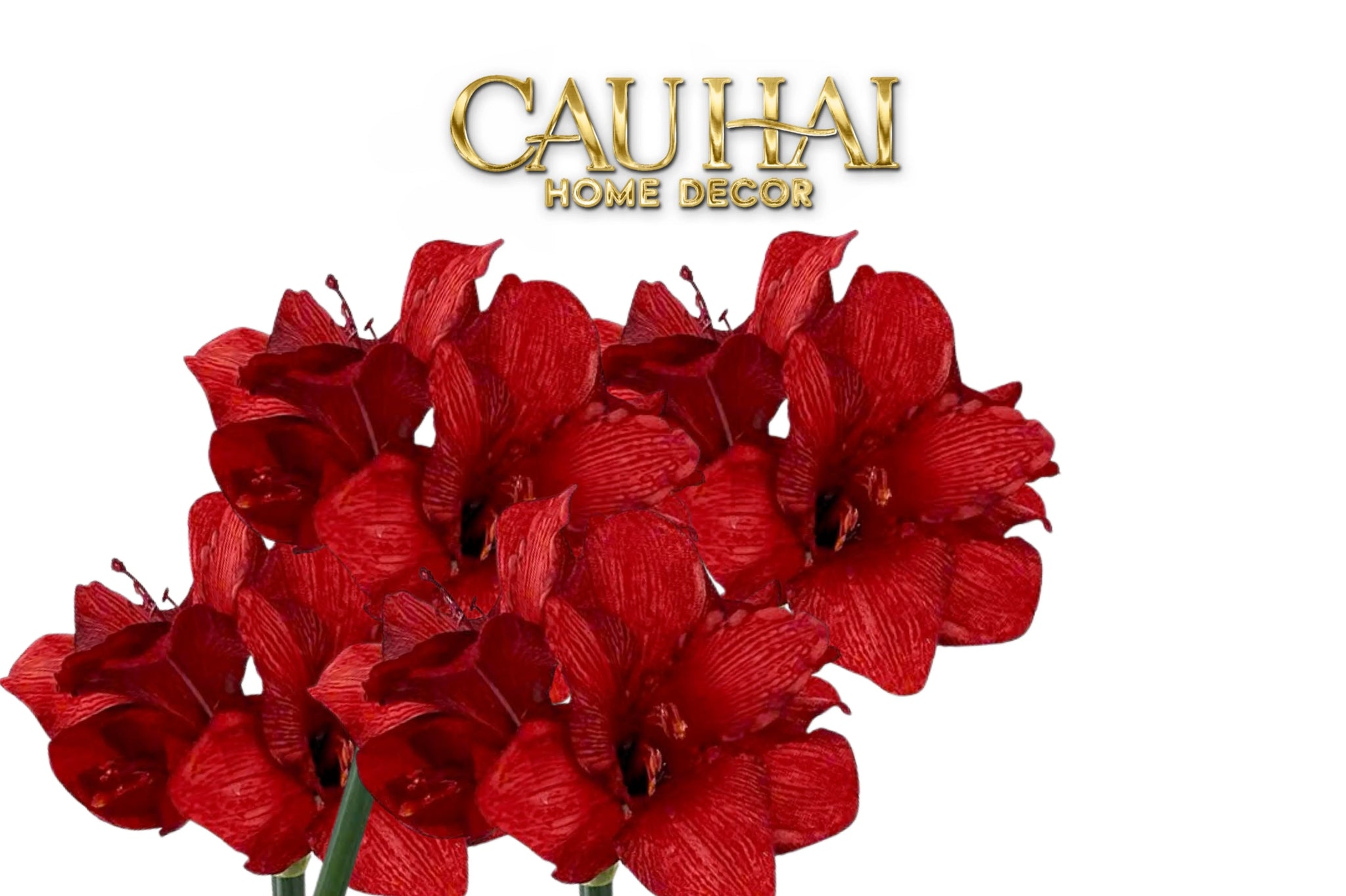 Cành Hoa Huệ Tứ Phương - Scarlet Rouge Matte-Hoa Lụa-CẬU HAI HOME DECOR