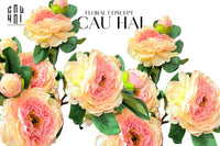 Cành Hoa Mẫu Đơn Peony Lactiflora - Baby Coral-Hoa Lụa-CẬU HAI HOME DECOR