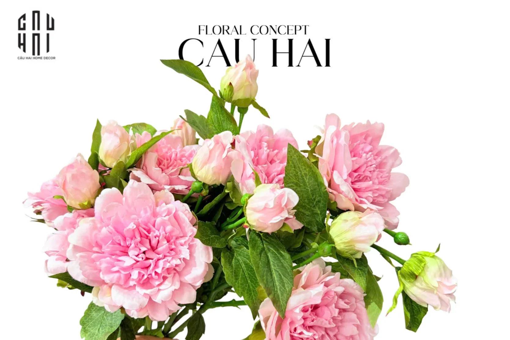 Cành Hoa Mẫu Đơn Peony Lactiflora - Hot Pink-Hoa Lụa-CẬU HAI HOME DECOR
