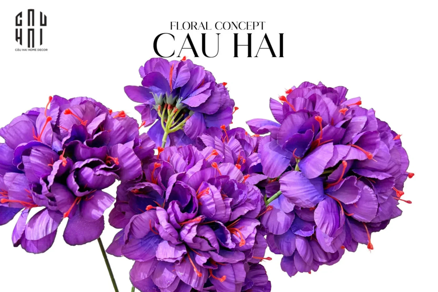 Cành Hoa Mẫu Đơn Super Peony - Violet-Hoa Lụa-CẬU HAI HOME DECOR