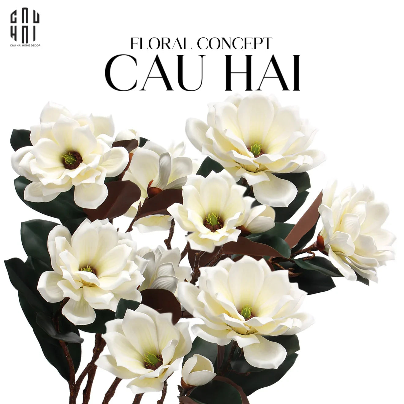 Cành Hoa Mộc Lan Minyulua De Magnolia -Hoa Lụa-CẬU HAI HOME DECOR