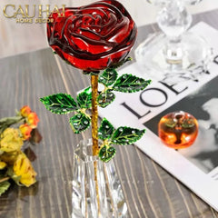 Cành Hoa Pha Lê Rose Éternelle – Crimson-Cành hoa trang trí-CẬU HAI HOME DECOR