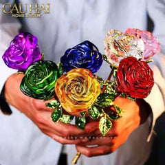 Cành Hoa Pha Lê Rose Éternelle – Crimson-Cành hoa trang trí-CẬU HAI HOME DECOR