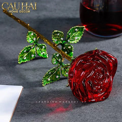 Cành Hoa Pha Lê Rose Éternelle – Crimson-Cành hoa trang trí-CẬU HAI HOME DECOR
