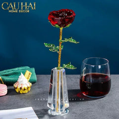 Cành Hoa Pha Lê Rose Éternelle – Crimson-Cành hoa trang trí-CẬU HAI HOME DECOR