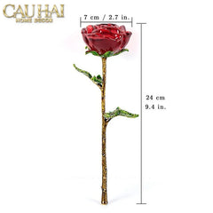 Cành Hoa Pha Lê Rose Éternelle – Crimson-Cành hoa trang trí-CẬU HAI HOME DECOR