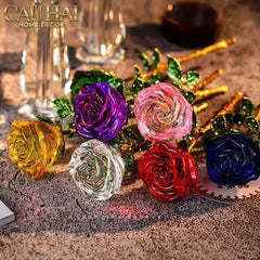 Cành Hoa Pha Lê Rose Éternelle – Crimson-Cành hoa trang trí-CẬU HAI HOME DECOR