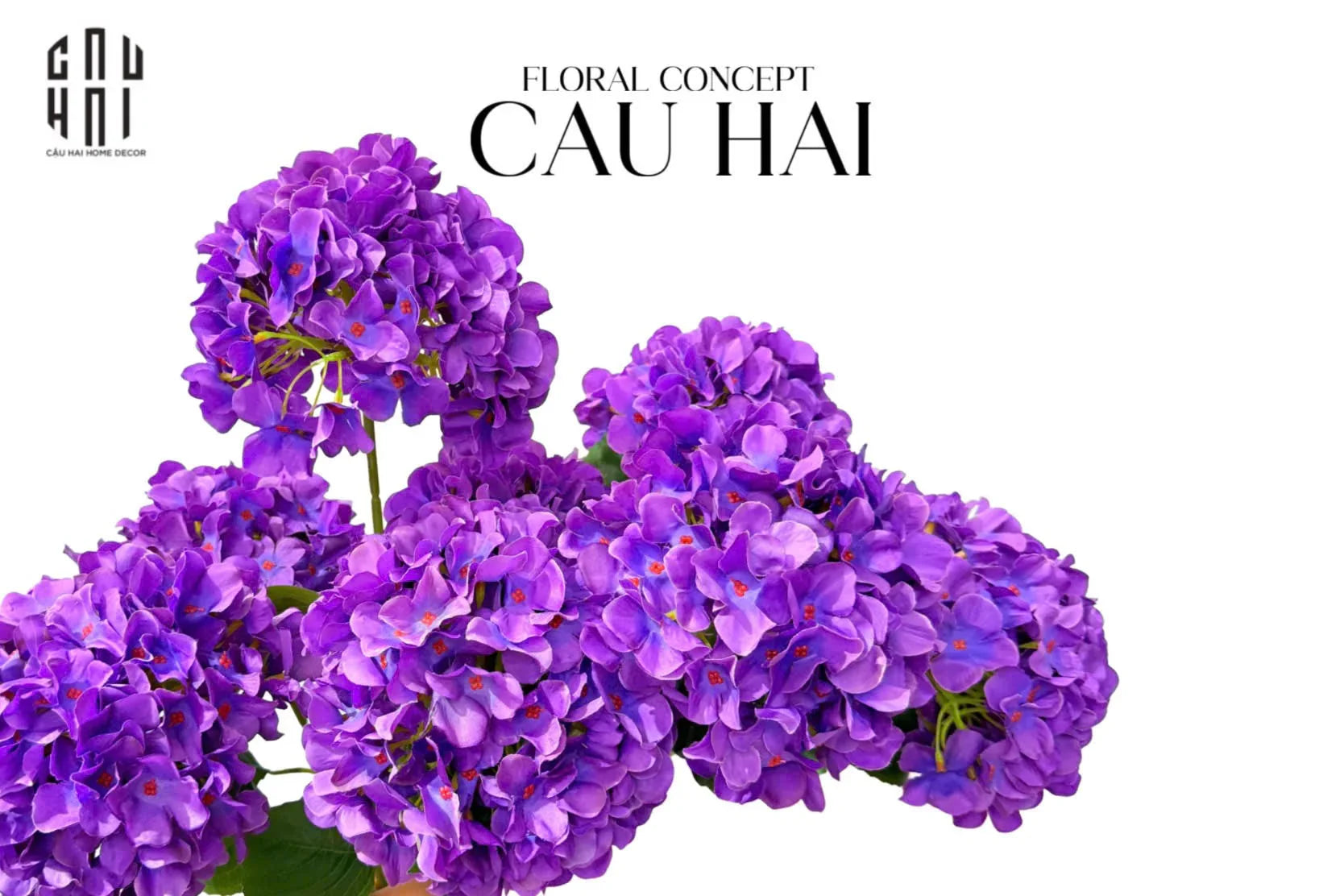 Cành Hoa Super Cẩm Tú Cầu - Violet-Hoa Lụa-CẬU HAI HOME DECOR