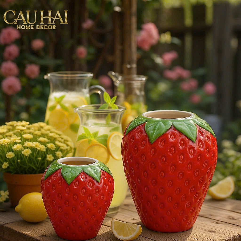La Sicilia Royale -  Set 2 Bình Gốm Sứ Dâu Tây — Fraise Couture Ceramic Pair