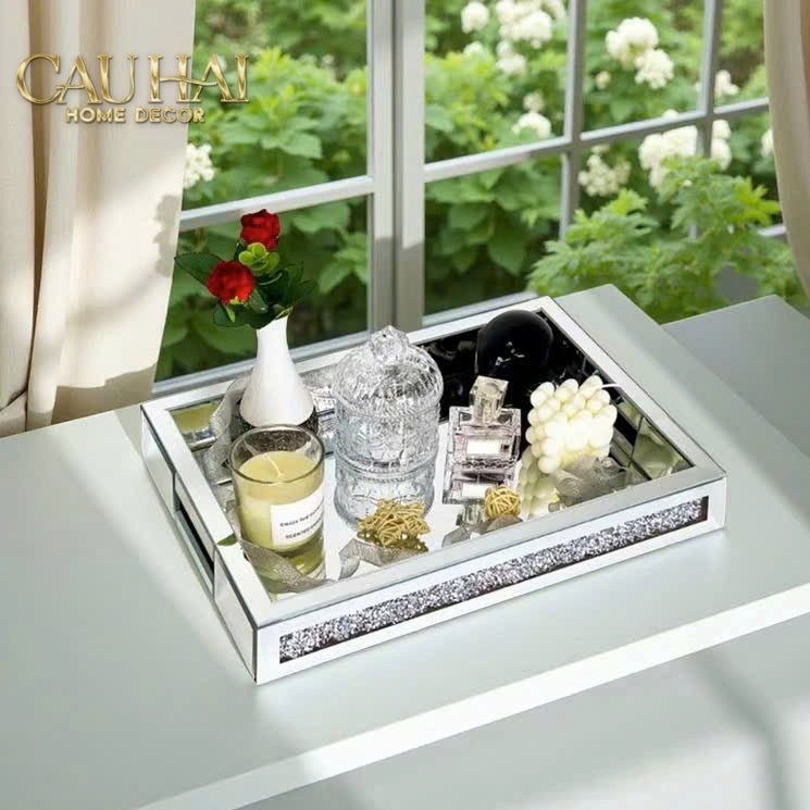 Haute Folie - Khay Gương Chữ Nhật Starlight Mirrored Tray 38x28x5