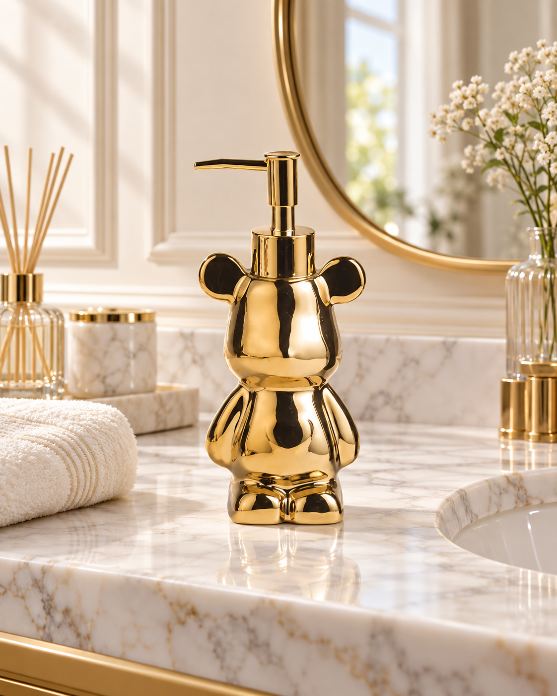 Chai Kit Nhà Tắm Boss Bear Jr Gold 8x8x18-Set nhà tắm bathroom vanities-Đối tác tại Trung Quốc theo từng đơn đặt hàng-CẬU HAI HOME DECOR