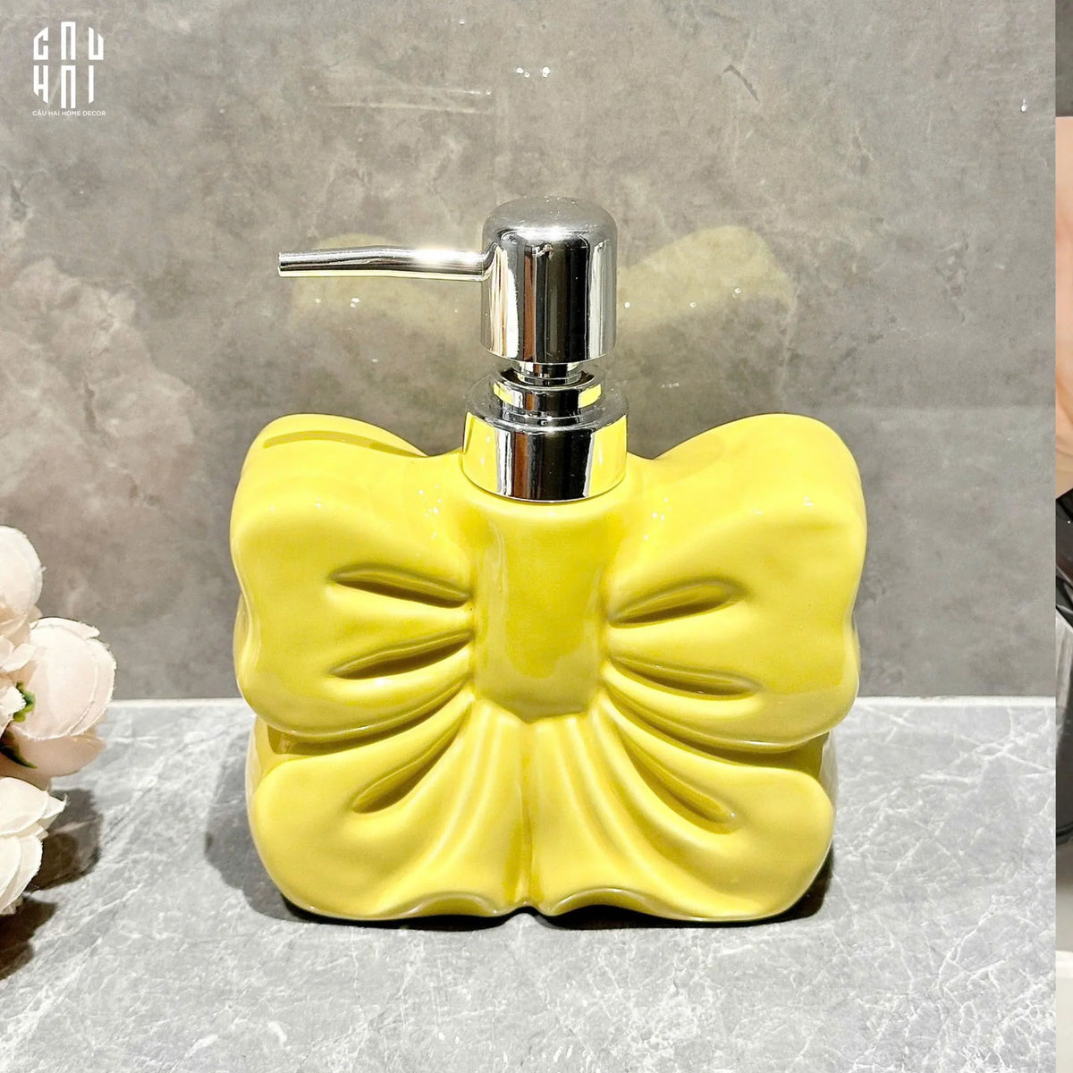 Chai Kit Yellow Bow 12x15-PHỤ KIỆN NHÀ TẮM-Đối tác tại Trung Quốc theo từng đơn đặt hàng-CẬU HAI HOME DECOR