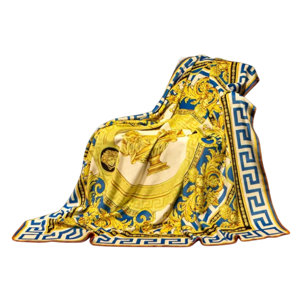 Chăn Blanket Velvet Baroque Platinum 150x150 - Cậu Hai Home Decor