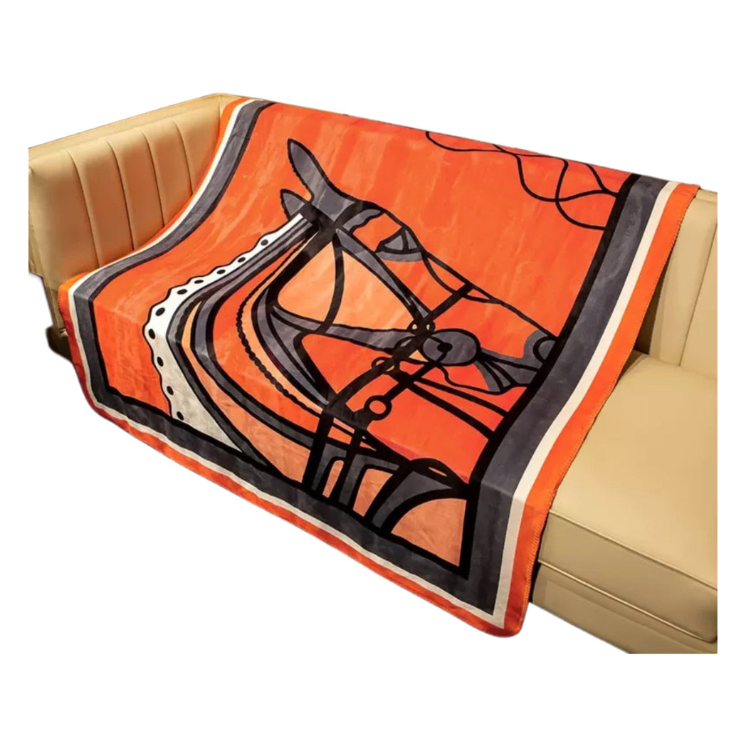 Chăn Blanket Velvet Équestre Silhouette Tangerine 150x150 - Cậu Hai Home Decor